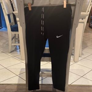 Nike Running Womens Black Capri Leggings with White Logo